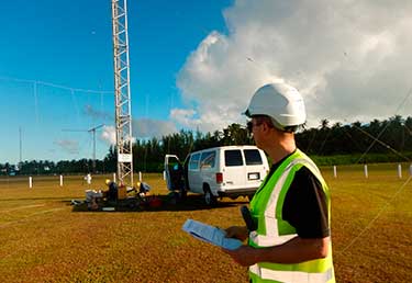 Certified Industrial Hygienist (CIH) performing an assessment to antenna maintenance workers
