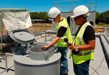 Confined space work at a military facility in Okinawa, Japan