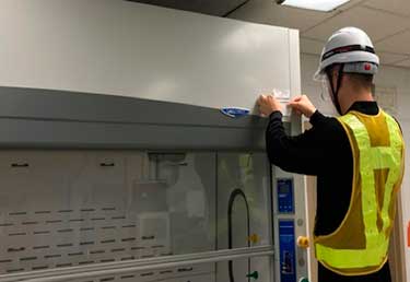Certification of a fume hood in Okinawa, Japan by a Certified Industrial Hygienist (CIH)