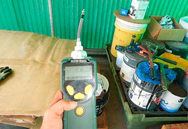 Certified Industrial Hygienist (CIH) measuring VOC levels in Okinawa, Japan